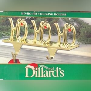 Dillard's Gold-tone Holiday Stocking Holder-“Ho-Ho-Ho”
